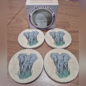 EUC Thirstystone Elephant Coaster Set In Box